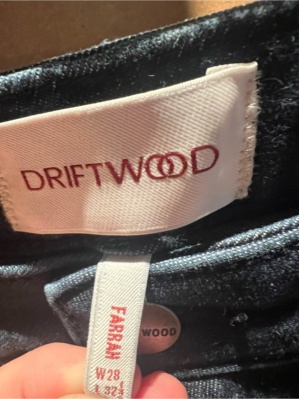 DRIFTWOOD Navy Washed Denim Jeans with bows accent - Picture 6 of 6